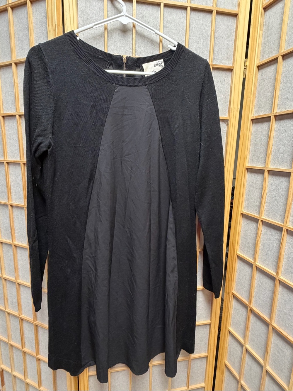 M. Rena Black Knit Dress with Woven Front Panel